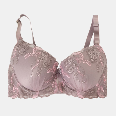 Fialová polstrovaná podprsenka s čipkou - Spodné prádlo