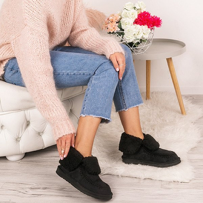 Czarne śniegowce Emeraude- Obuwie