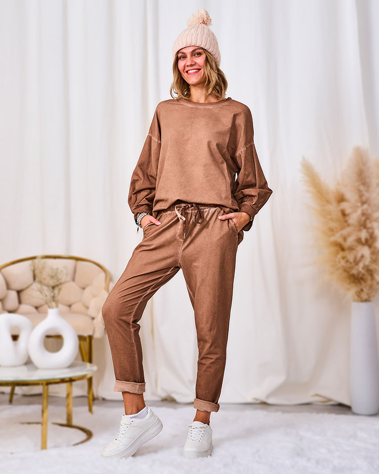 Royalfashion Dámska mikinová súprava Casual camel