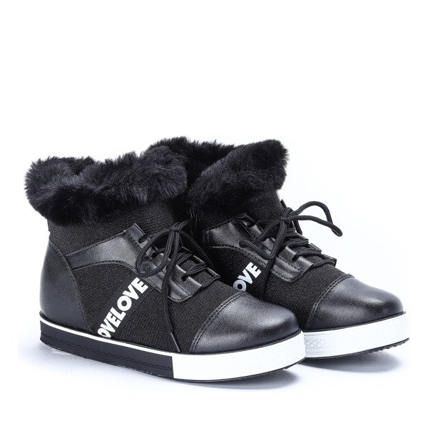 Czarne buty sportowe z futerkiem Gracelyn- Obuwie