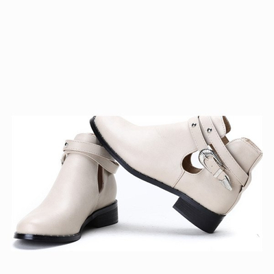 Beżowe botki z wycięciami Heather- Obuwie