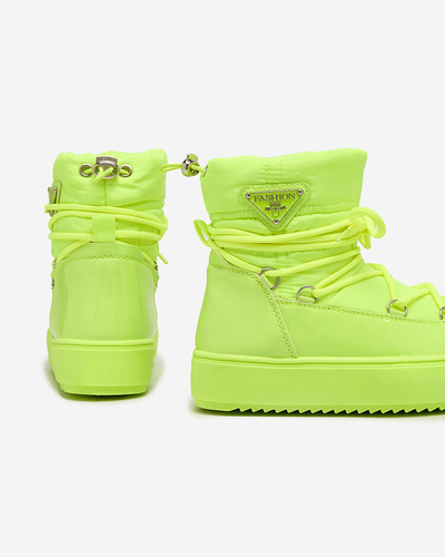 Royalfashion Detské slip-on topánky a'la snow boots v neónovo žltej farbe Asifa