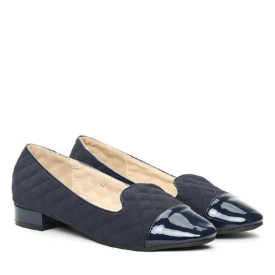 Granatowe mokasyny na niskim obcasie Flienna - Obuwie