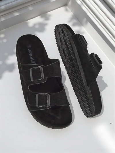 Royalfashion Ženski natikači iz eko semiša z zaponkami Bella Duo