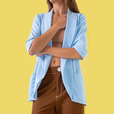 Dámsky modrý pelerína bez zapínania - Oblečenie