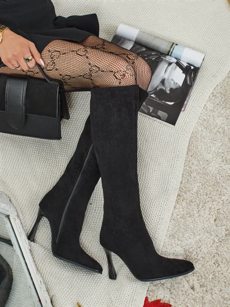 Ženski eko semiš škornji s tanko peto Arvelora