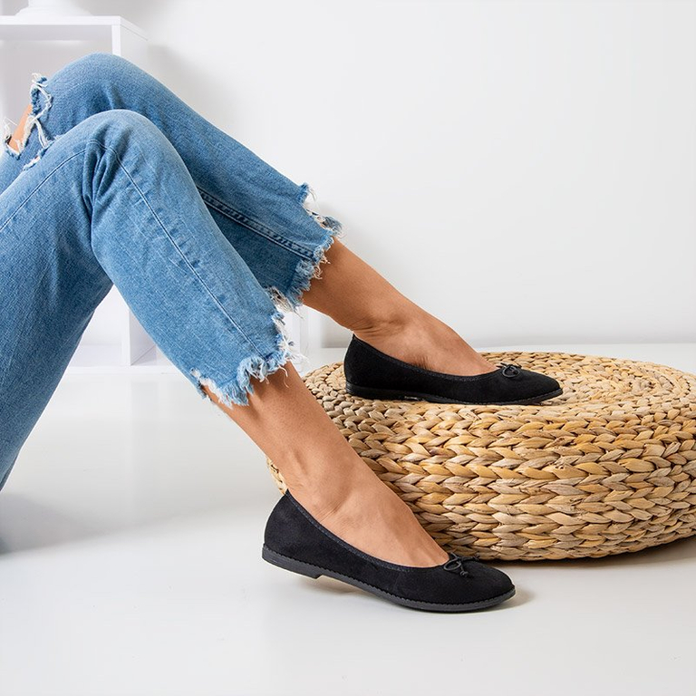 Čierne dámske baleríny s mašľou Doritel - Obuv