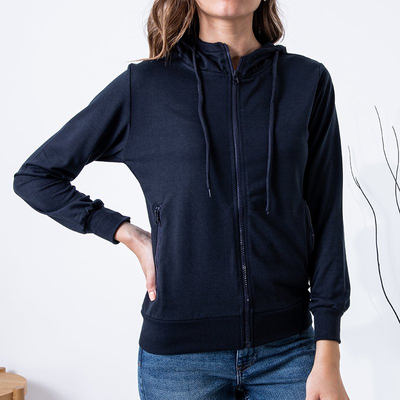 Dámska tmavomodrá mikina na zips - Oblečenie