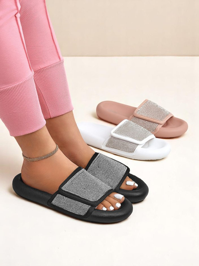 Royalfashion Ženski natikači s ploskim podplatom Sparkle Step