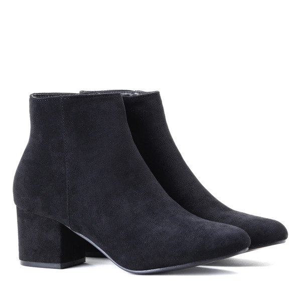 Czarne botki na wyższym słupku Lyanna- Obuwie