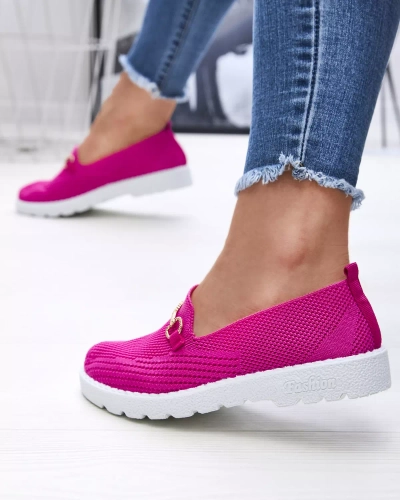 Fuchsiové dámske slip on tenisky so zlatým zdobením Enelida - Obuv