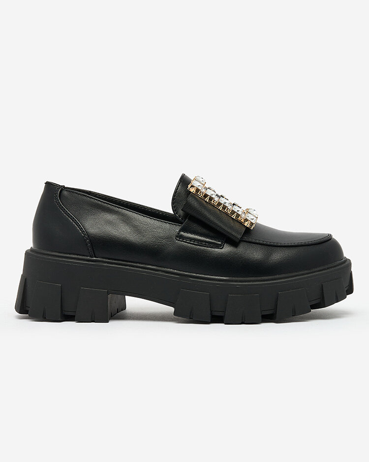 Royalfashion Čierne mokasíny s ozdobou na priehlavku Alomease