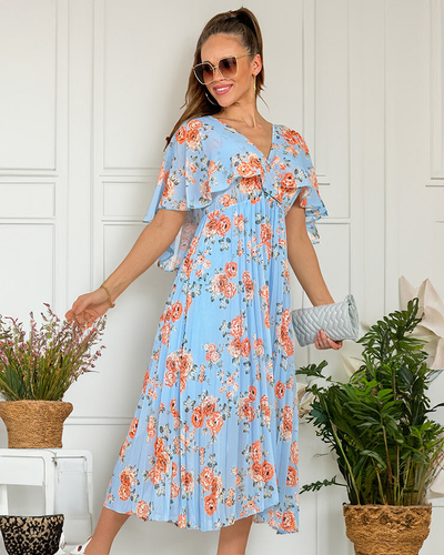Royalfashion Dámske plisované kvetinové midi šaty