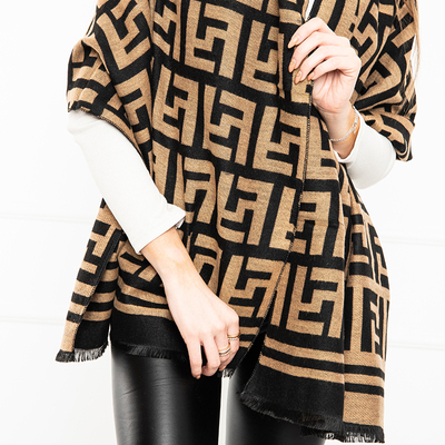 Svetlohnedý vzorovaný dámsky šál - Doplnky