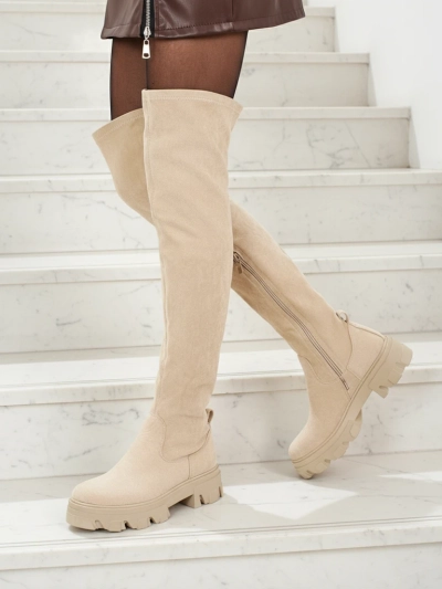 Kozaki damskie za kolano eko zamszowe Maelin