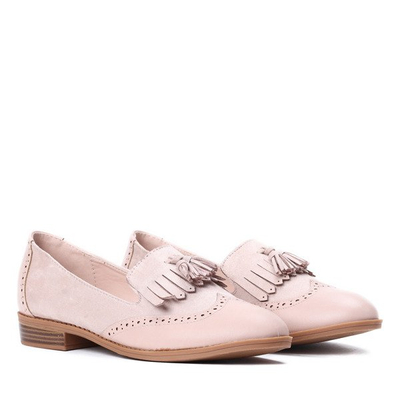 Beżowe mokasyny z frędzlami Phoebe - Obuwie