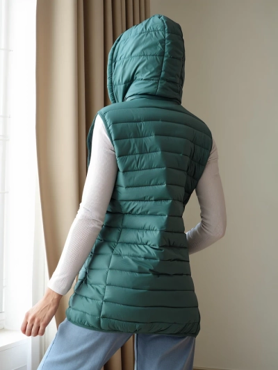 Royalfashion Dámska bezrukávová bunda s odnímateľnou kapucňou