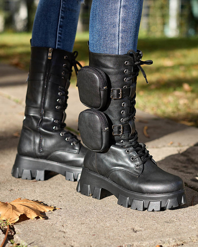 Čierne pracovné čižmy s ozdobnými vreckami na zvršku Sello- Footwear