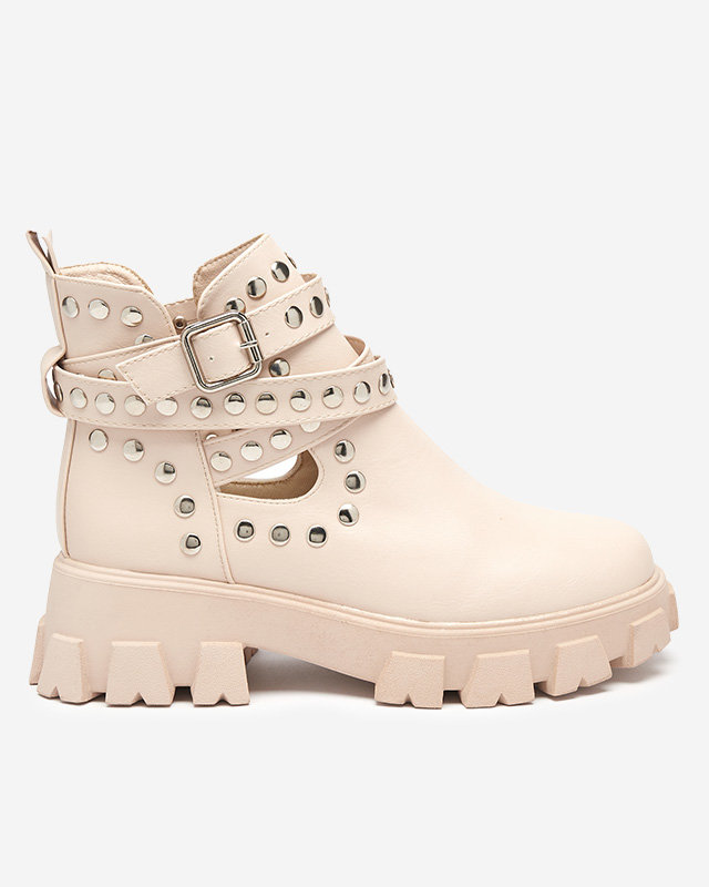 Dámske béžové čižmy na hrubšej podrážke Alaros- Shoes