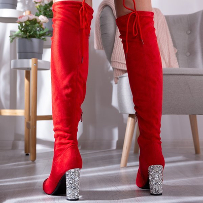 Czerwone kozaki na wyższym słupku Buenos - Obuwie