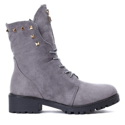 Szare workery z ćwiekami Joan- Obuwie