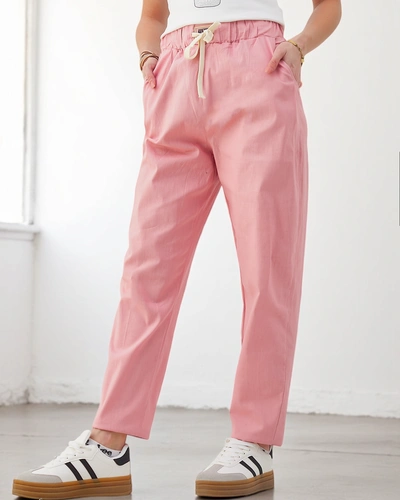Royalfashion bavlnené rovné nohavice pre ženy s opaskom na páse