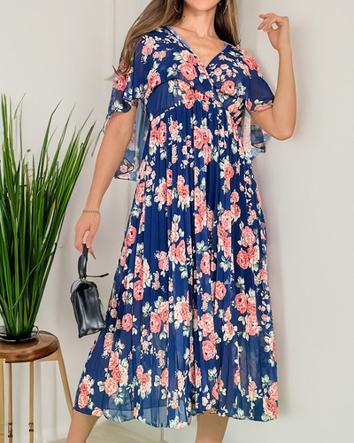 Royalfashion Dámske plisované kvetinové midi šaty