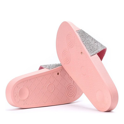 Różowe klapki z cyrkoniami Belia - Obuwie