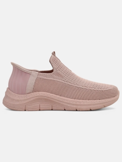 Ženske superge Apollo Rosa – roza čevlji slip-on iz tkanine na ravnem podplatu