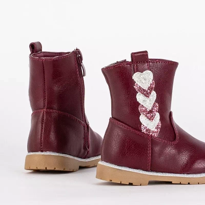 Dievčenské čižmy bordovej farby s ozdobným zvrškom Nokimi-Shoes