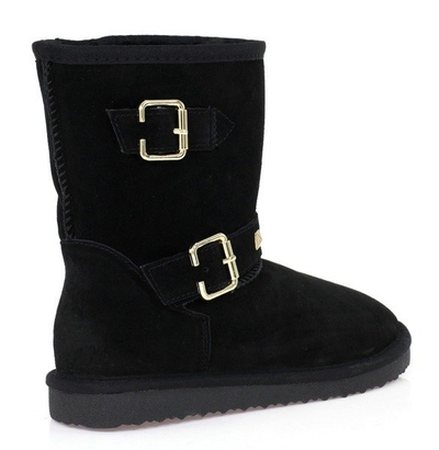 Czarne śniegowce z klamrami - Obuwie