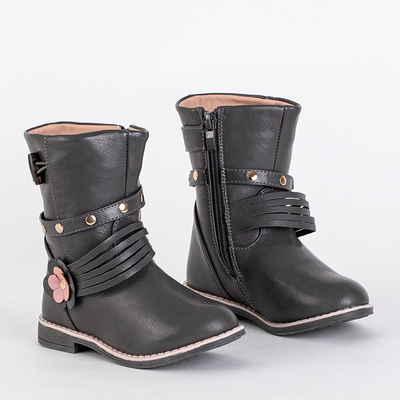 Detské šedé čižmy s eko kožou Kissi - Obuv