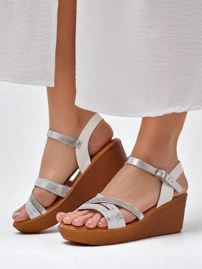 Royalfashion Dámske wedges sandále s kryštálikmi a trblietkami Eclat