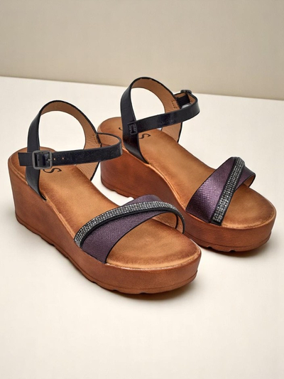 Royalfashion dámske wedge sandále s kamienkami a trblietaním Aurora Glow
