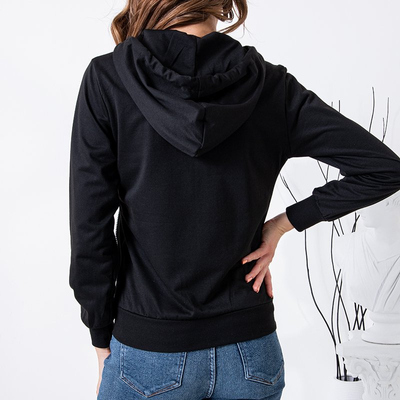 Dámska čierna mikina na zips - oblečenie