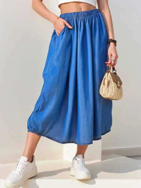 Royalfashion Dámska midi sukňa podobná džínovine