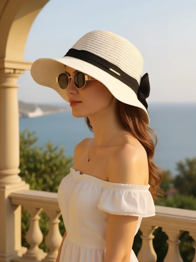 Royalfashion Dámsky slamený klobúk Belle Ribbon