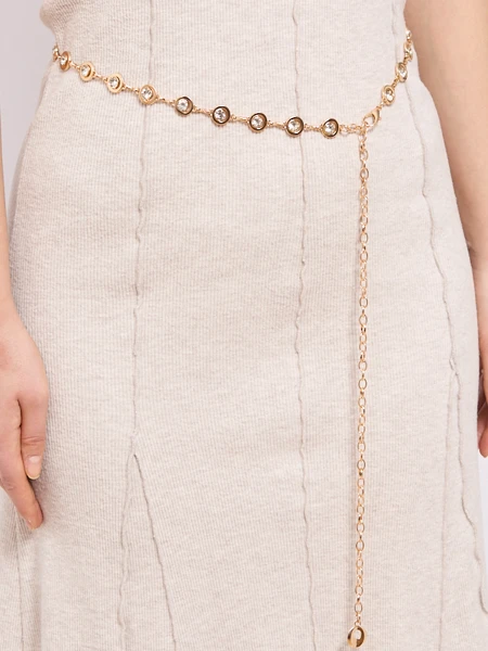 Aurelia Bella Donna – ženski kovinski pas s kristali, zlati 115 cm