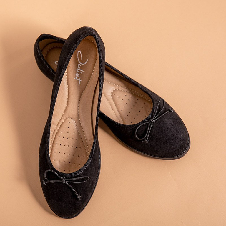 Čierne dámske baleríny s mašľou Doritel - Obuv