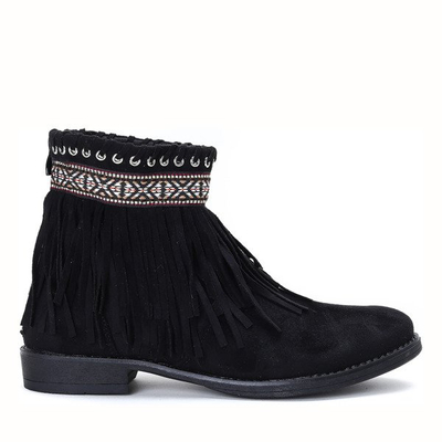Czarne botki w azteckie wzory Maddie - Obuwie