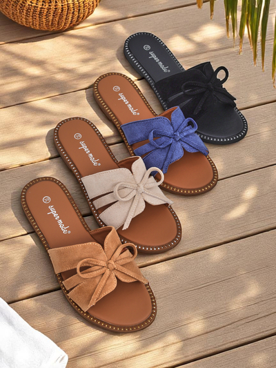 Royalfashion Dámske šľapky na plochej podrážke s mašľou Gerber