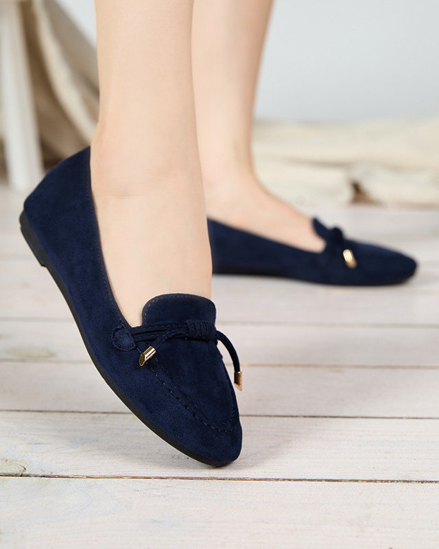 Dámske tmavomodré mokasíny s mašľou Neruki - Obuv