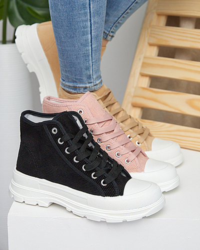 Ružové dámske vysoké rebrované tenisky Somali - Obuv