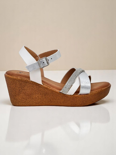 Royalfashion Dámske wedge sandále s rhinestones a trblietkami Glittera