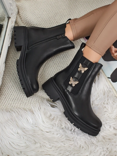 Eko usnjeni ženski gležnarji z metulji Bravelle