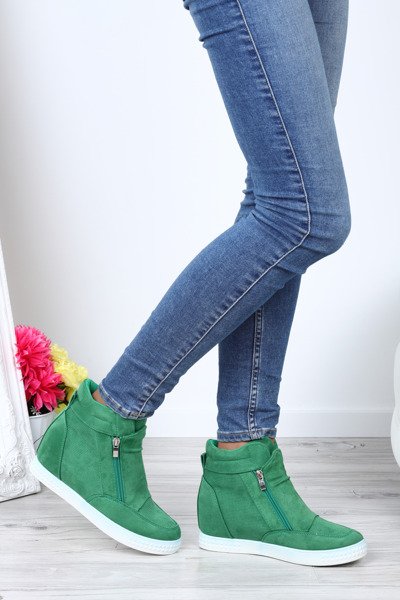 Zielone sneakersy na koturnie Velicienta - Obuwie