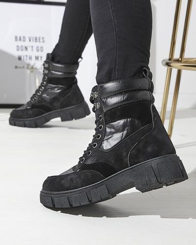 Čierne dámske zateplené traperské čižmy Kasemi- Obuv