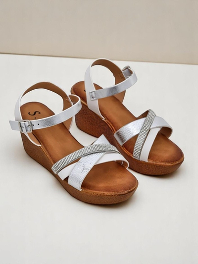 Royalfashion Dámske wedge sandále s rhinestones a trblietkami Glittera