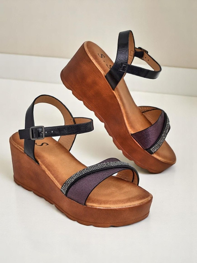 Royalfashion dámske wedge sandále s kamienkami a trblietaním Aurora Glow