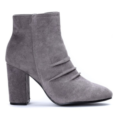 Szare botki z marszczeniem na słupku Ruby - Obuwie